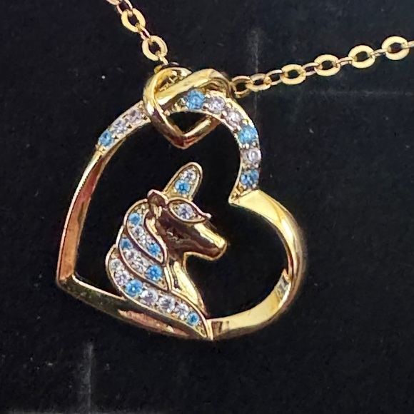 Rucher Unicorn Gold Heart Necklace with Stone Accents | NIP - Picture 2 of 4